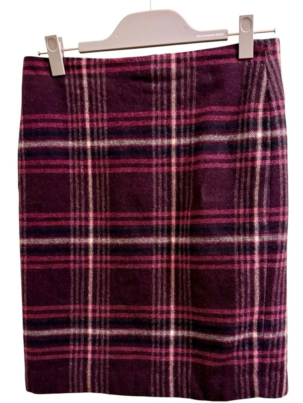 Talbots Plum Plaid Pencil Skirt with Pink Stripes